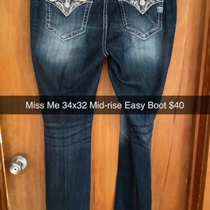 Miss Me Dark Blue Bootcut Jeans with Embellished Pockets